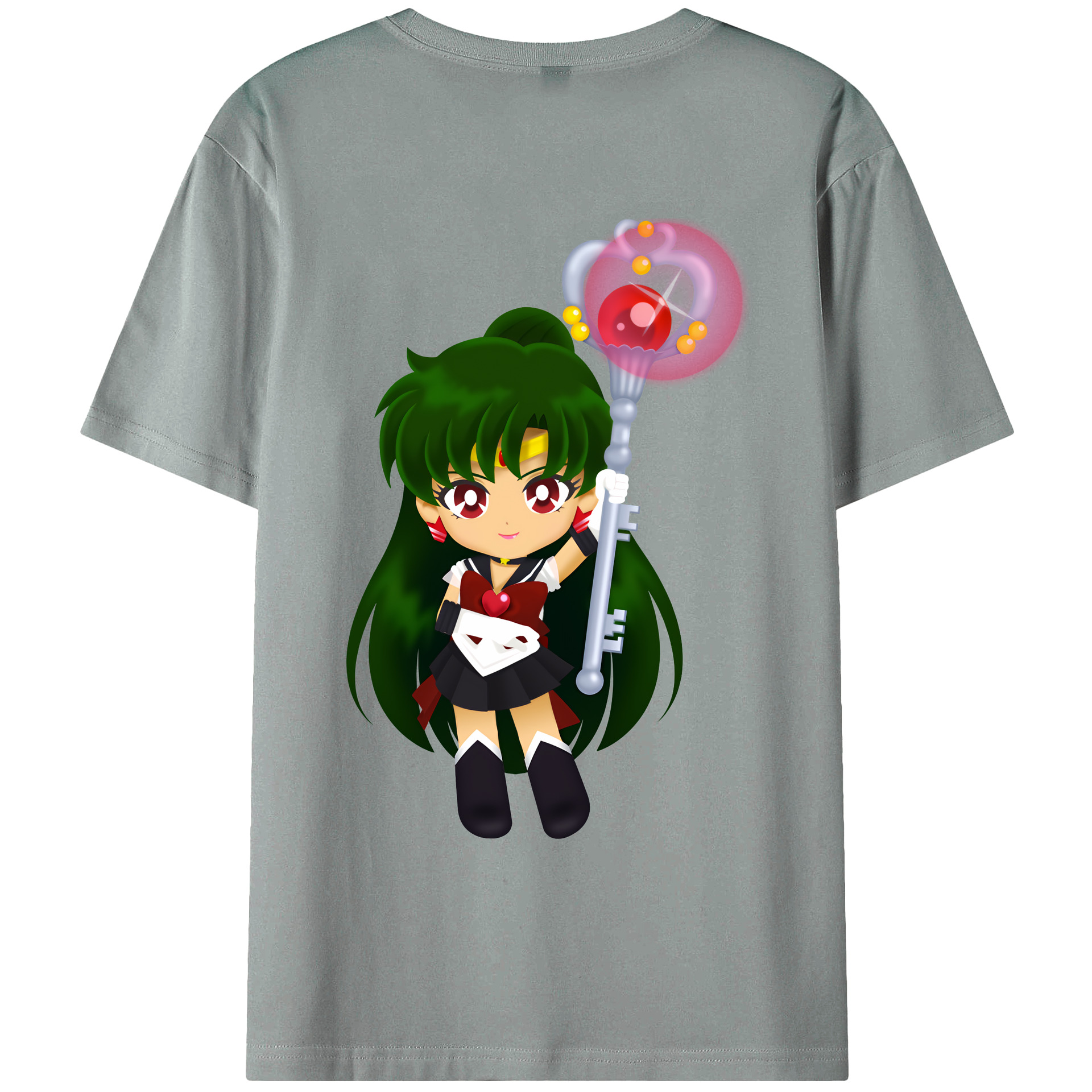 （画像用） 美少女戦士セーラームーン 冥王せつな Sailor Moon Meiou Setsuna 綿100％ メンズ半袖Tシャツ（バックプリント） 通気性